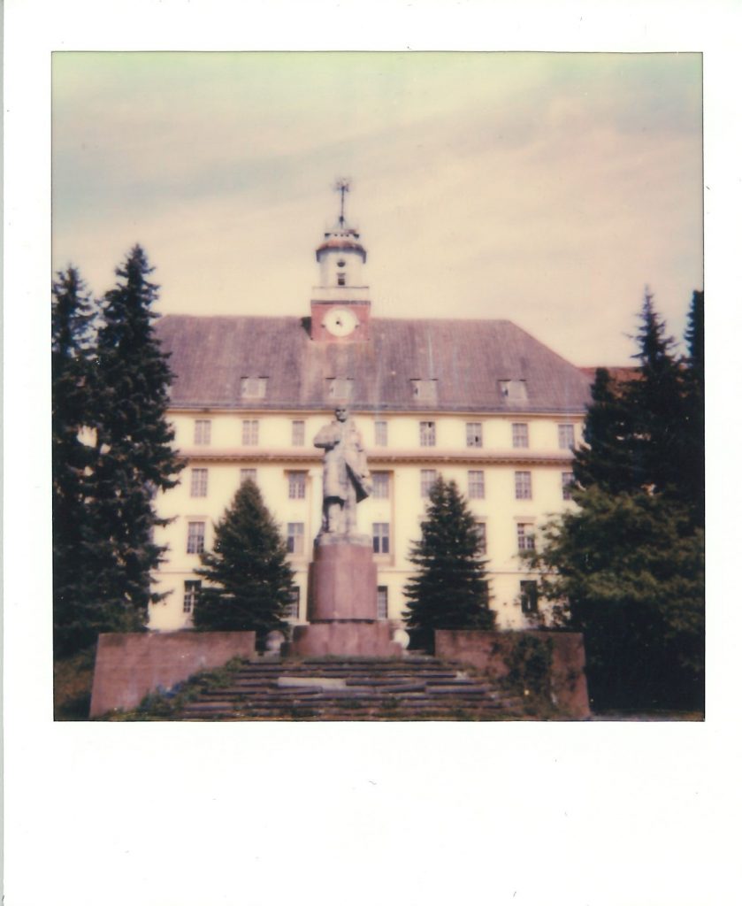A statue of Lenin in front of the main building of the former militar compley at Wuenstorf